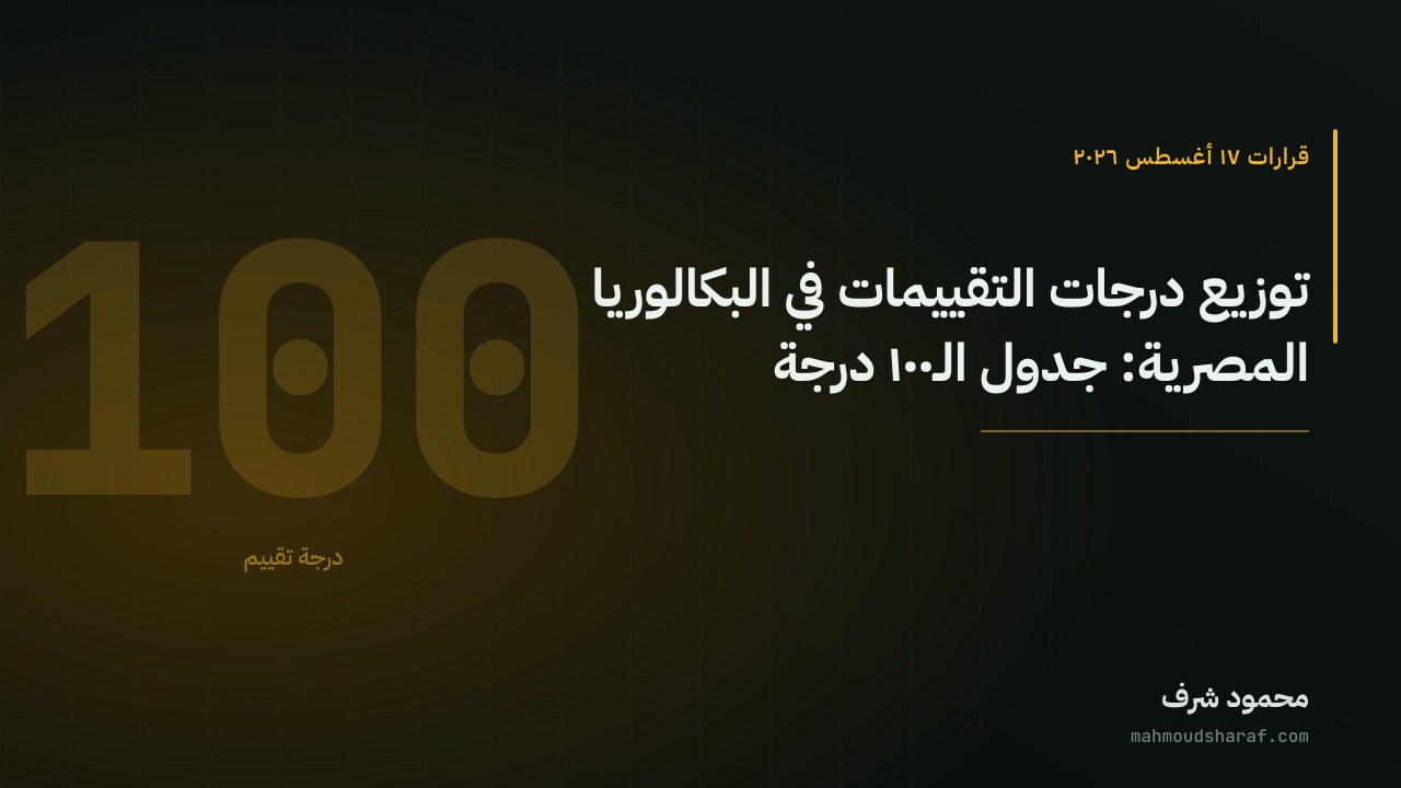 توزيع درجات التقييمات في البكالوريا المصرية: جدول الـ١٠٠ درجة